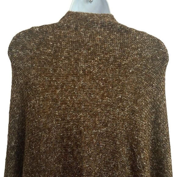 Cabi Women Ruffle Hem Brown Marled Knit Sweater Poncho Shawl One Sz Boho Hippie - Picture 10 of 15